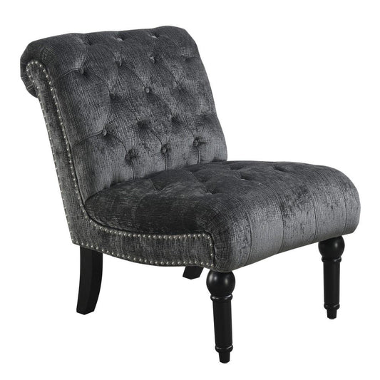 Wallace & Bay - Hardy Deep Charcoal Armless Accent Chair with Button Tufting, Nailhead Trim, And Turned Legs - U510295 veiw 1