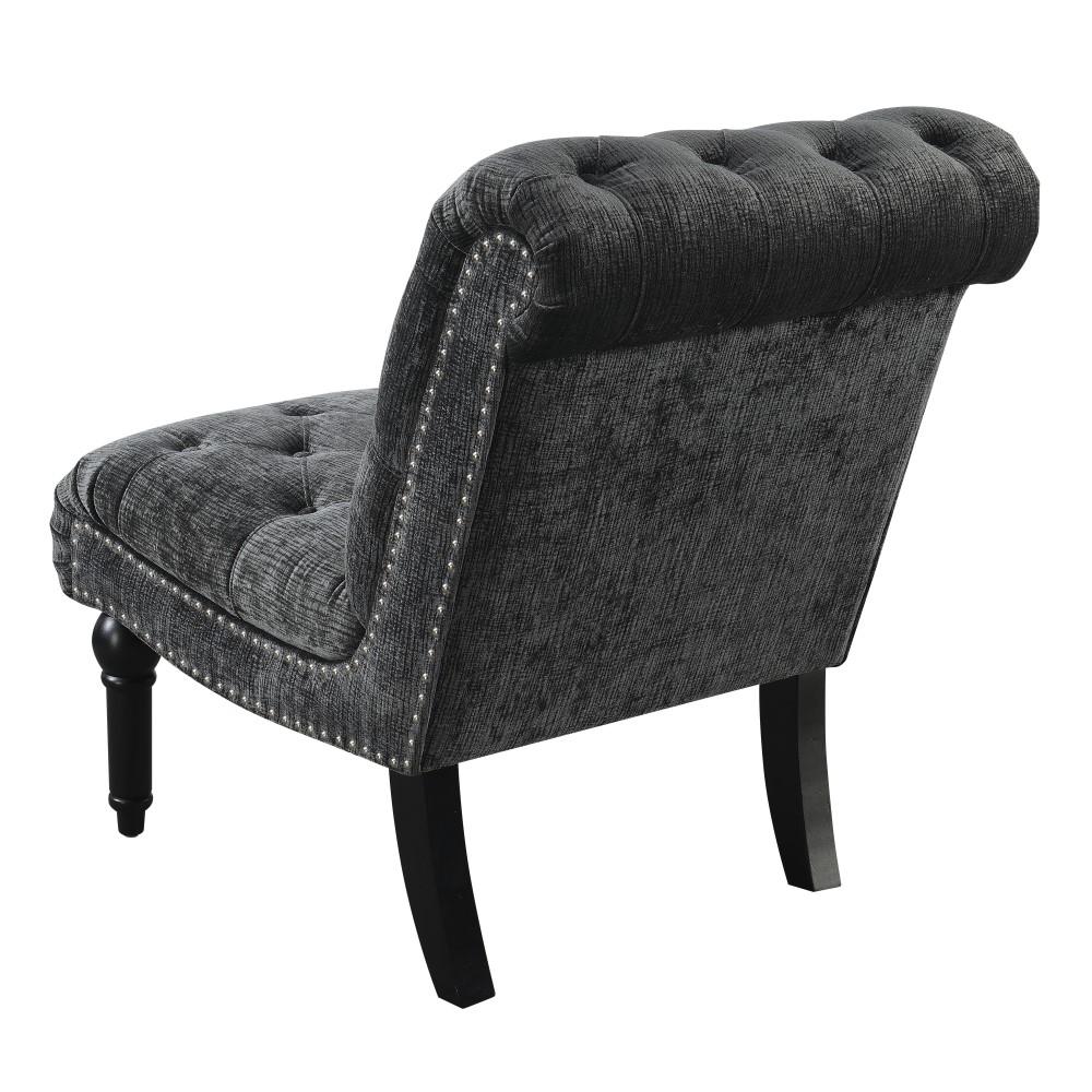 Wallace & Bay - Hardy Deep Charcoal Armless Accent Chair with Button Tufting, Nailhead Trim, And Turned Legs - U510295 veiw 3