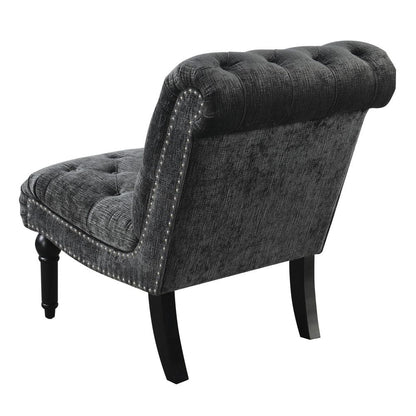 Wallace & Bay - Hardy Deep Charcoal Armless Accent Chair with Button Tufting, Nailhead Trim, And Turned Legs - U510295 veiw 3