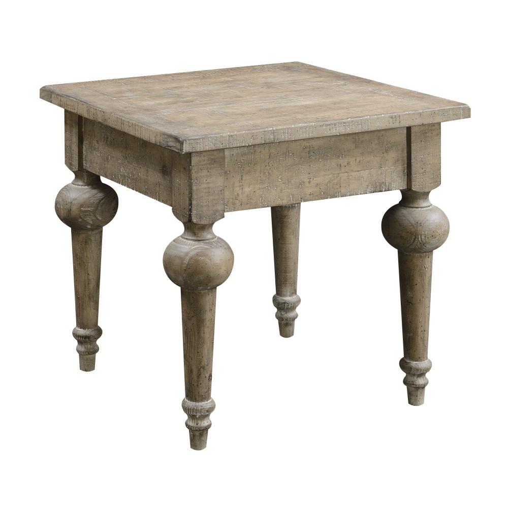 Wallace & Bay - Haynes Limestone Gray 24in Square End Table with One Drawer, Plank-Style Top, And Turned Legs - T510259 veiw 3