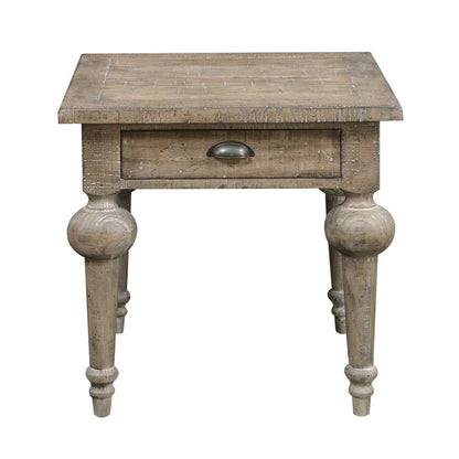 Wallace & Bay - Haynes Limestone Gray 24in Square End Table with One Drawer, Plank-Style Top, And Turned Legs - T510259 veiw 4