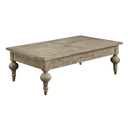 Wallace & Bay - Haynes Limestone Gray 52in Coffee Table with Two Drawers, Plank-Style Top, And Turned Legs - T510258 veiw 1