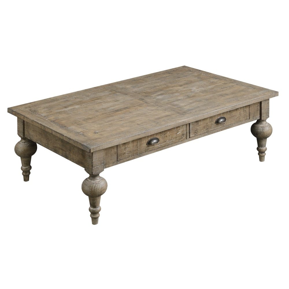 Wallace & Bay - Haynes Limestone Gray 52in Coffee Table with Two Drawers, Plank-Style Top, And Turned Legs - T510258 veiw 3