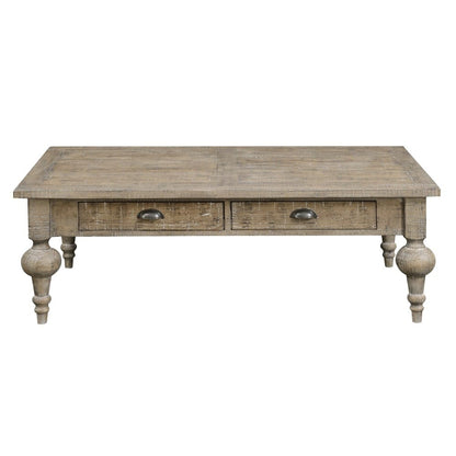 Wallace & Bay - Haynes Limestone Gray 52in Coffee Table with Two Drawers, Plank-Style Top, And Turned Legs - T510258 veiw 4