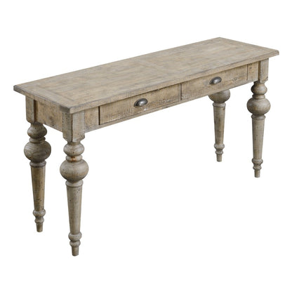 Wallace & Bay - Haynes Limestone Gray 54in Sofa Table with Two Drawers, Plank-Style Top, And Turned Legs - T510260 veiw 1