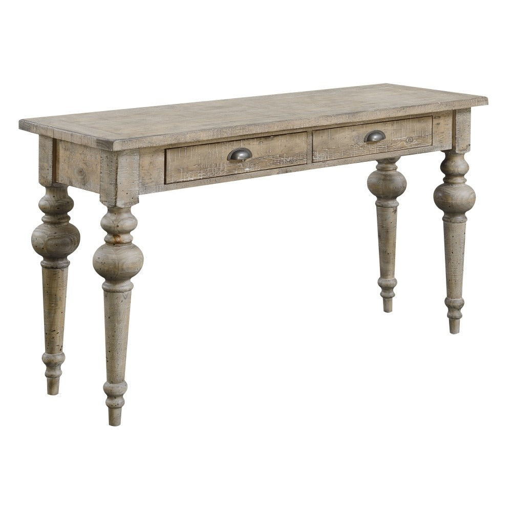 Wallace & Bay - Haynes Limestone Gray 54in Sofa Table with Two Drawers, Plank-Style Top, And Turned Legs - T510260 veiw 2