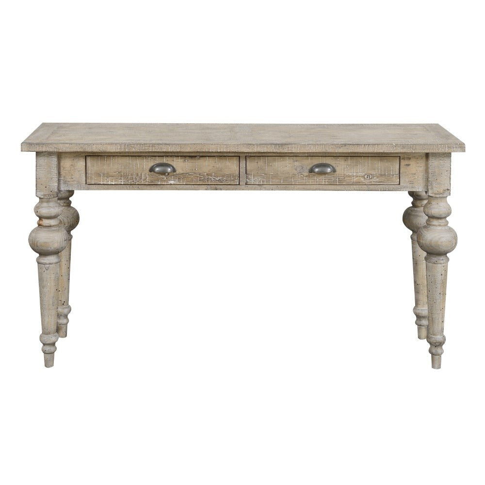 Wallace & Bay - Haynes Limestone Gray 54in Sofa Table with Two Drawers, Plank-Style Top, And Turned Legs - T510260 veiw 4