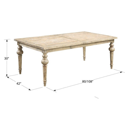 Wallace & Bay - Haynes Limestone Gray 80in Dining Table with Self-Storing Butterfly Extension Leaf And Turned Legs - D510177 veiw 2