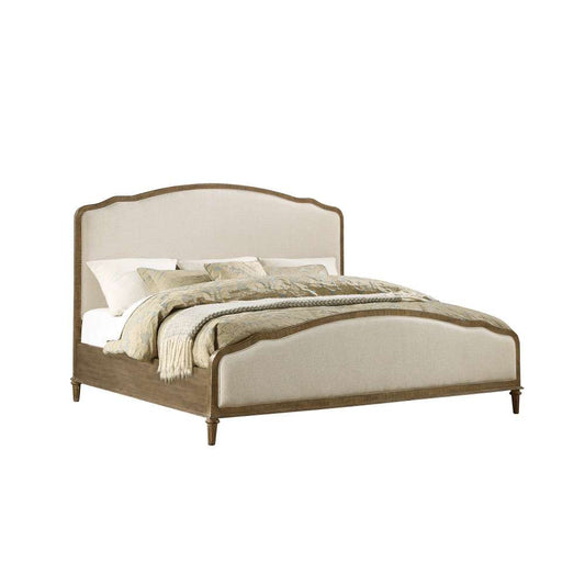 Wallace & Bay - Haynes Limestone Gray and Linen King Bed with Weathered Wood Framing And Curved, Upholstered Headboard And Footboard Panels - B510097 veiw 1
