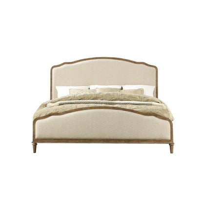 Wallace & Bay - Haynes Limestone Gray and Linen King Bed with Weathered Wood Framing And Curved, Upholstered Headboard And Footboard Panels - B510097 veiw 2