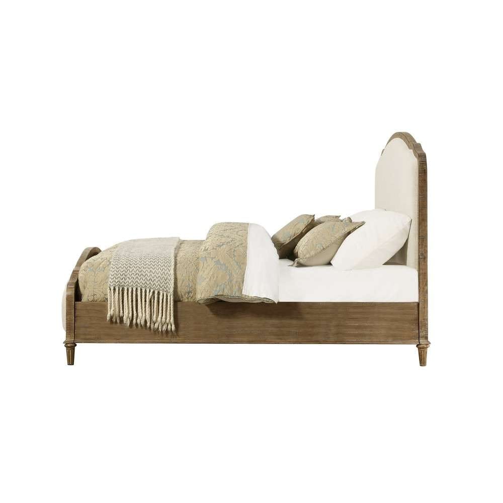 Wallace & Bay - Haynes Limestone Gray and Linen King Bed with Weathered Wood Framing And Curved, Upholstered Headboard And Footboard Panels - B510097 veiw 3