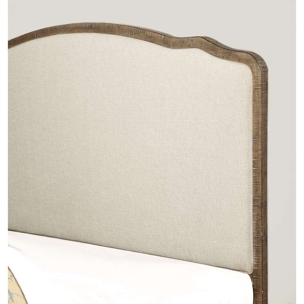 Wallace & Bay - Haynes Limestone Gray and Linen King Bed with Weathered Wood Framing And Curved, Upholstered Headboard And Footboard Panels - B510097 veiw 5