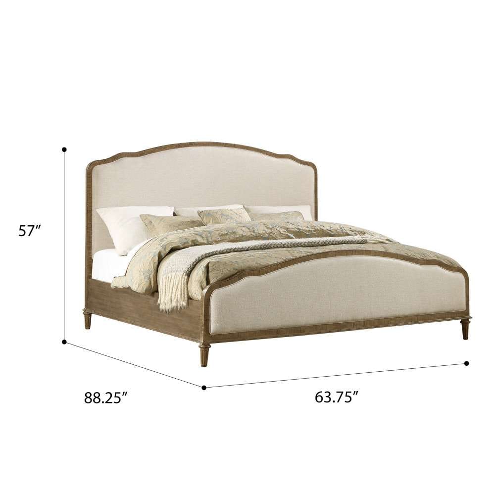 Wallace & Bay - Haynes Limestone Gray and Linen King Bed with Weathered Wood Framing And Curved, Upholstered Headboard And Footboard Panels - B510097 veiw 6