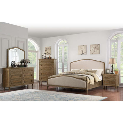 Wallace & Bay - Haynes Limestone Gray and Linen King Bed with Weathered Wood Framing And Curved, Upholstered Headboard And Footboard Panels - B510097 veiw 7