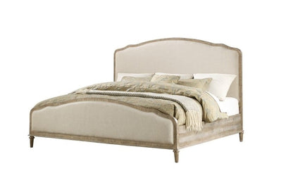 Wallace & Bay - Haynes Limestone Gray and Linen Queen Bed with Weathered Wood Framing And Curved, Upholstered Headboard And Footboard Panels - B510095 veiw 1