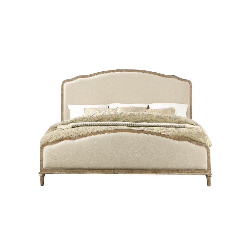 Wallace & Bay - Haynes Limestone Gray and Linen Queen Bed with Weathered Wood Framing And Curved, Upholstered Headboard And Footboard Panels - B510095 veiw 3