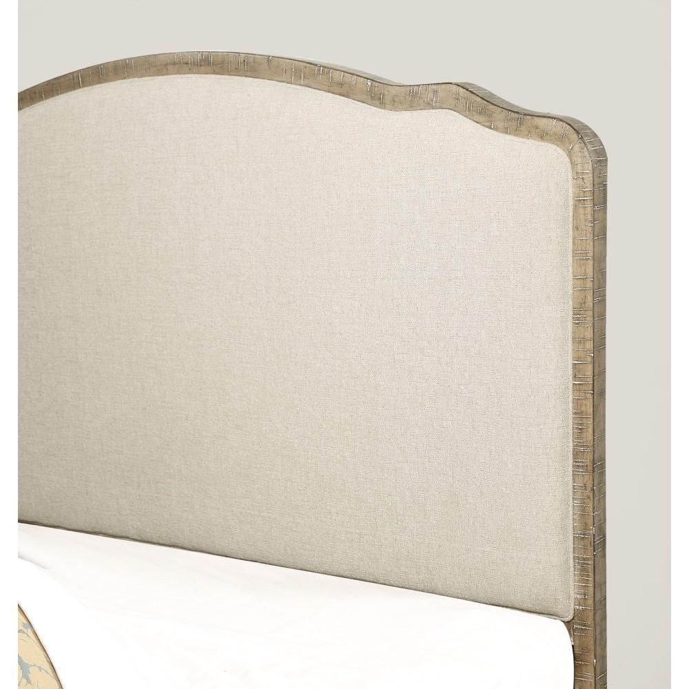 Wallace & Bay - Haynes Limestone Gray and Linen Queen Bed with Weathered Wood Framing And Curved, Upholstered Headboard And Footboard Panels - B510095 veiw 4