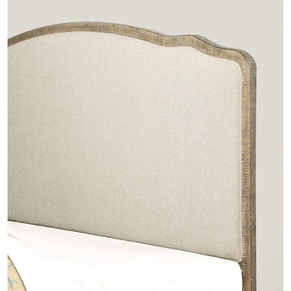 Wallace & Bay - Haynes Limestone Gray and Linen Queen Bed with Weathered Wood Framing And Curved, Upholstered Headboard And Footboard Panels - B510095 veiw 4