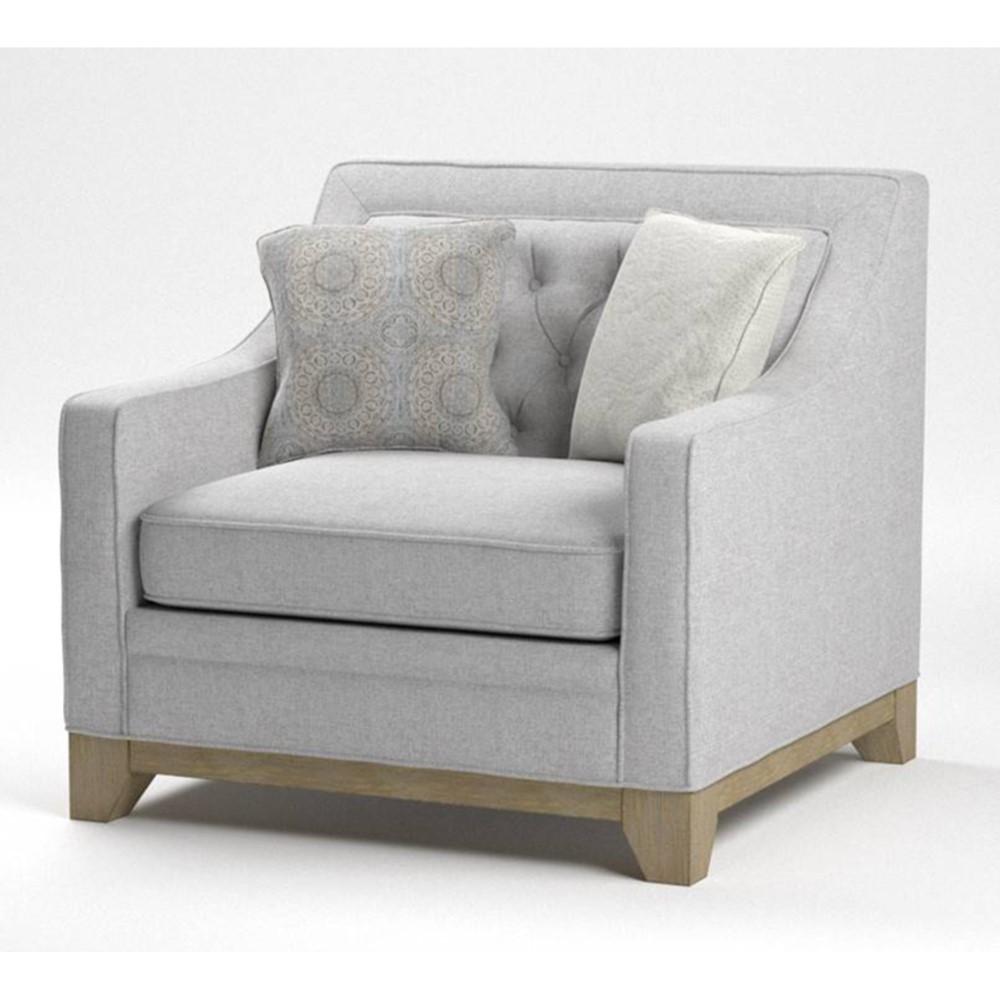 Wallace & Bay - Herman Gray Accent Chair with Button Tufting and Weathered Wood Base - U510395 veiw 1