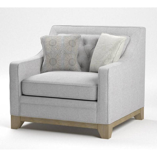 Wallace & Bay - Herman Gray Accent Chair with Button Tufting and Weathered Wood Base - U510395 veiw 1