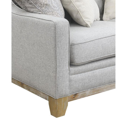 Wallace & Bay - Herman Gray Accent Chair with Button Tufting and Weathered Wood Base - U510395 veiw 2
