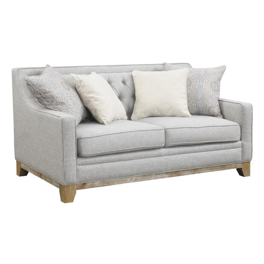 Wallace & Bay - Herman Classic Gray Loveseat with Button Tufting, Track Arms, And Weathered Wood Base - U510394 veiw 1