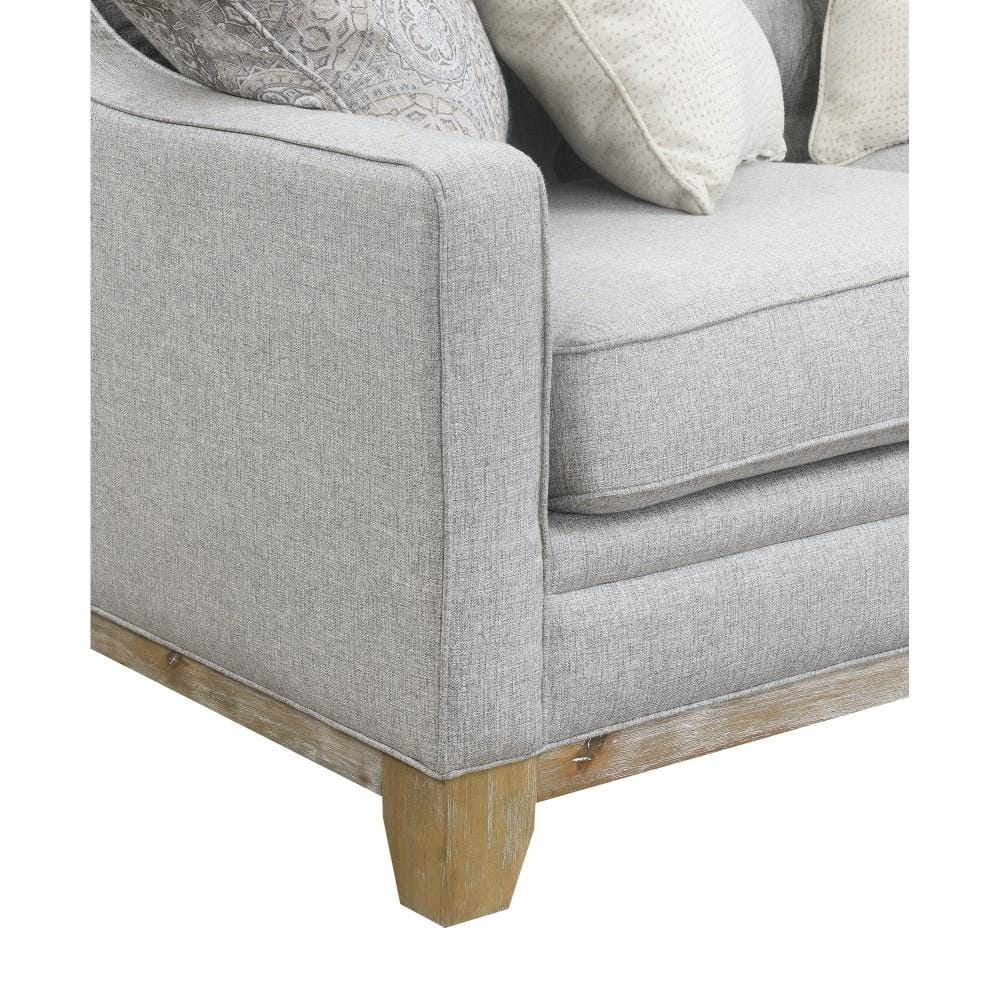 Wallace & Bay - Herman Classic Gray Loveseat with Button Tufting, Track Arms, And Weathered Wood Base - U510394 veiw 2