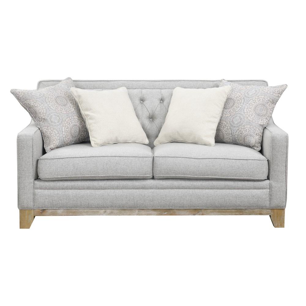 Wallace & Bay - Herman Classic Gray Loveseat with Button Tufting, Track Arms, And Weathered Wood Base - U510394 veiw 4