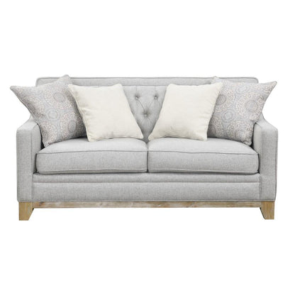 Wallace & Bay - Herman Classic Gray Loveseat with Button Tufting, Track Arms, And Weathered Wood Base - U510394 veiw 4