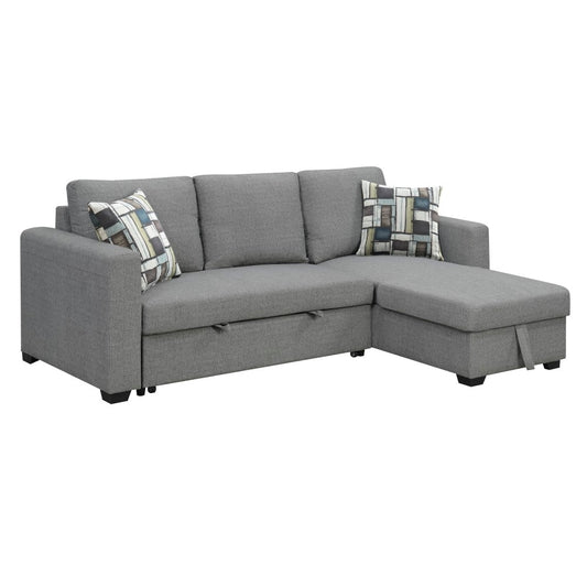 Wallace & Bay - Johnston Textured Gray Reversible, Convertible Sectional W/Storage, with Pillows, Fold-Out Sleeper - U510433 veiw 1