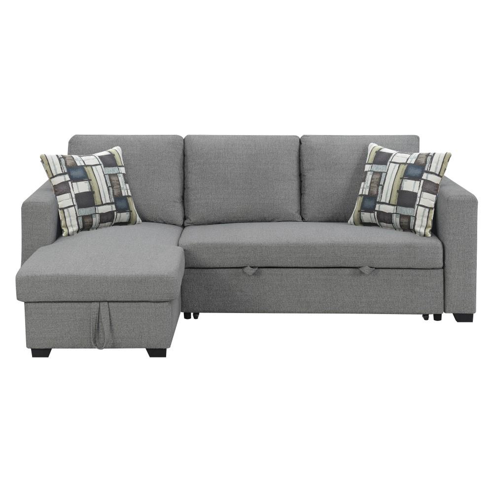 Wallace & Bay - Johnston Textured Gray Reversible, Convertible Sectional W/Storage, with Pillows, Fold-Out Sleeper - U510433 veiw 3
