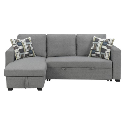 Wallace & Bay - Johnston Textured Gray Reversible, Convertible Sectional W/Storage, with Pillows, Fold-Out Sleeper - U510433 veiw 3
