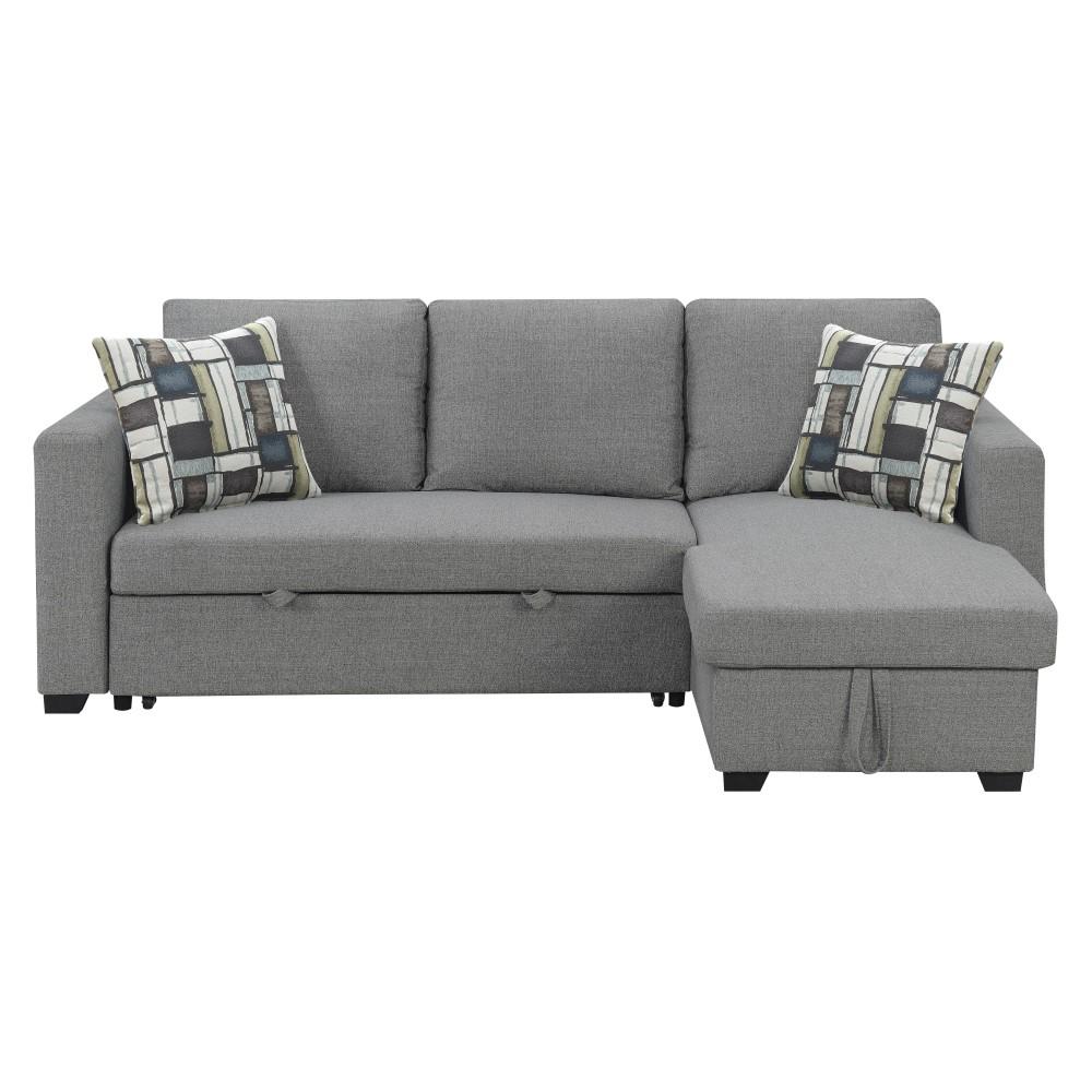 Wallace & Bay - Johnston Textured Gray Reversible, Convertible Sectional W/Storage, with Pillows, Fold-Out Sleeper - U510433 veiw 4