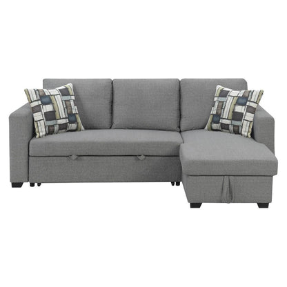 Wallace & Bay - Johnston Textured Gray Reversible, Convertible Sectional W/Storage, with Pillows, Fold-Out Sleeper - U510433 veiw 4