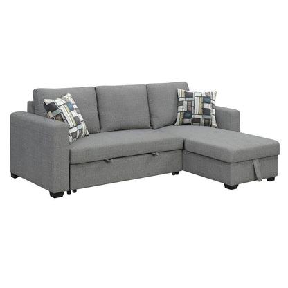 Wallace & Bay - Johnston Textured Gray Reversible, Convertible Sectional W/Storage, with Pillows, Fold-Out Sleeper - U510433 veiw 5