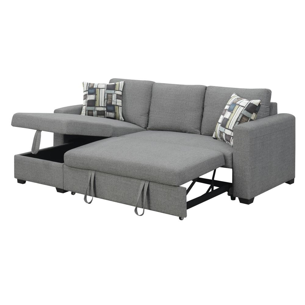 Wallace & Bay - Johnston Textured Gray Reversible, Convertible Sectional W/Storage, with Pillows, Fold-Out Sleeper - U510433 veiw 6