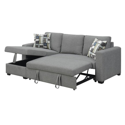 Wallace & Bay - Johnston Textured Gray Reversible, Convertible Sectional W/Storage, with Pillows, Fold-Out Sleeper - U510433 veiw 6