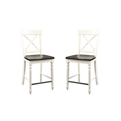 Wallace & Bay - Maddox Dark Bark and Distressed White 24in Bar Stool with All-Wood Frame, X-Back, And Contrasting Seat (Set of 2) - D510045 veiw 1