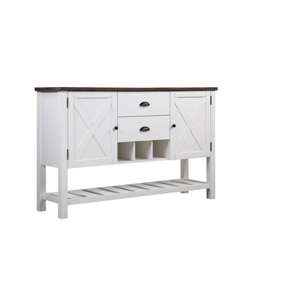 Wallace & Bay - Maddox Dark Bark and Distressed White Buffet with Plank-Style Top, Hidden Storage, And Open Shelf - D510190 veiw 1