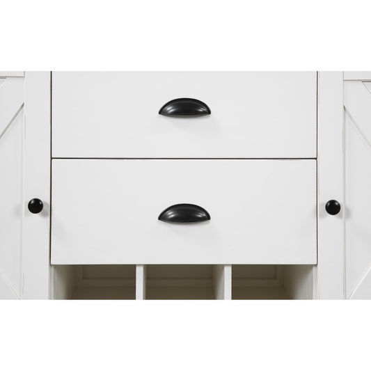Wallace & Bay - Maddox Dark Bark and Distressed White Buffet with Plank-Style Top, Hidden Storage, And Open Shelf - D510190 veiw 2