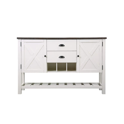 Wallace & Bay - Maddox Dark Bark and Distressed White Buffet with Plank-Style Top, Hidden Storage, And Open Shelf - D510190 veiw 4
