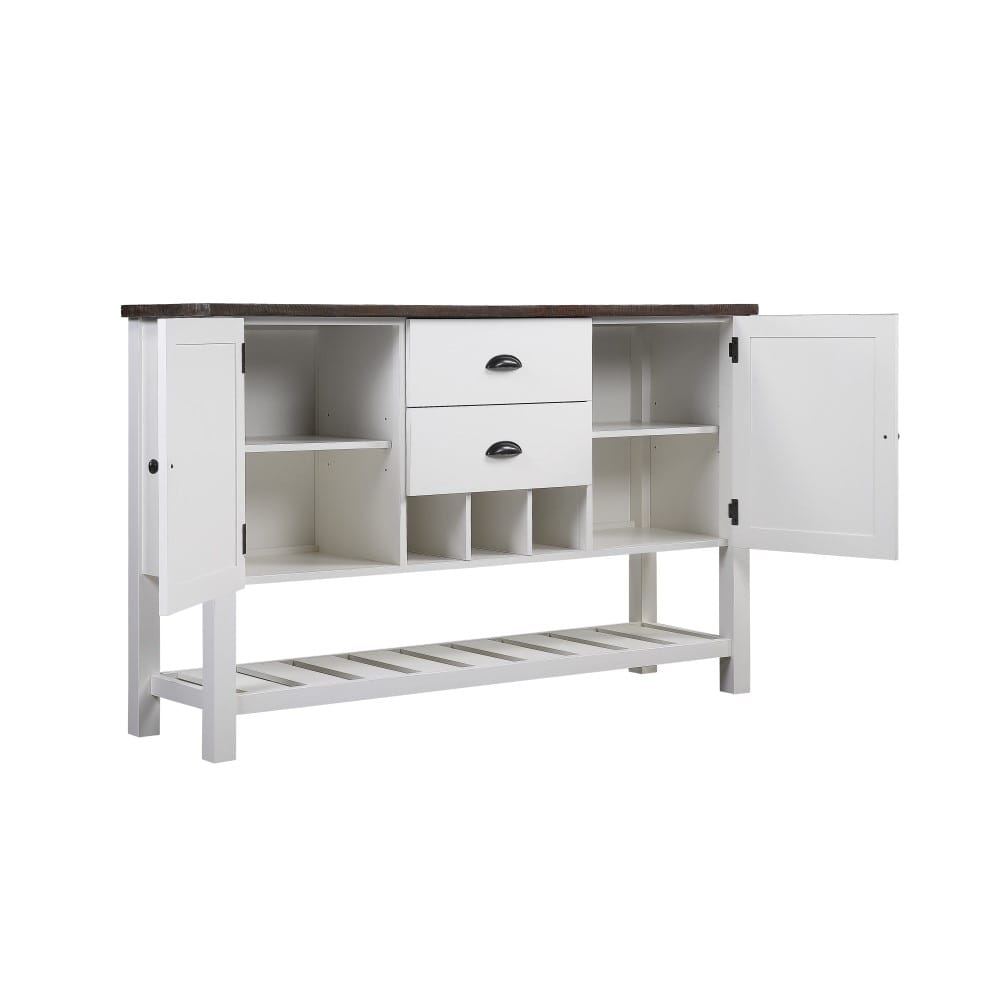 Wallace & Bay - Maddox Dark Bark and Distressed White Buffet with Plank-Style Top, Hidden Storage, And Open Shelf - D510190 veiw 5