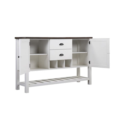 Wallace & Bay - Maddox Dark Bark and Distressed White Buffet with Plank-Style Top, Hidden Storage, And Open Shelf - D510190 veiw 5