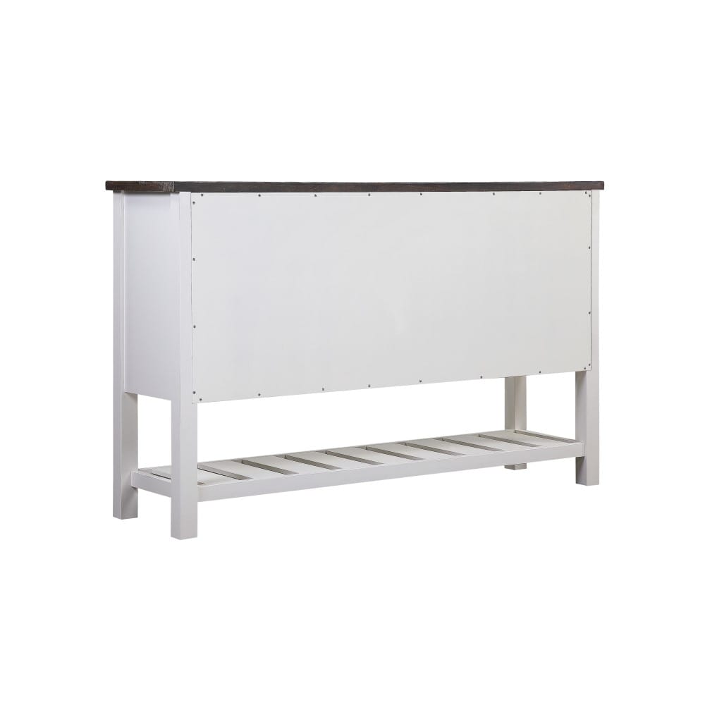 Wallace & Bay - Maddox Dark Bark and Distressed White Buffet with Plank-Style Top, Hidden Storage, And Open Shelf - D510190 veiw 7