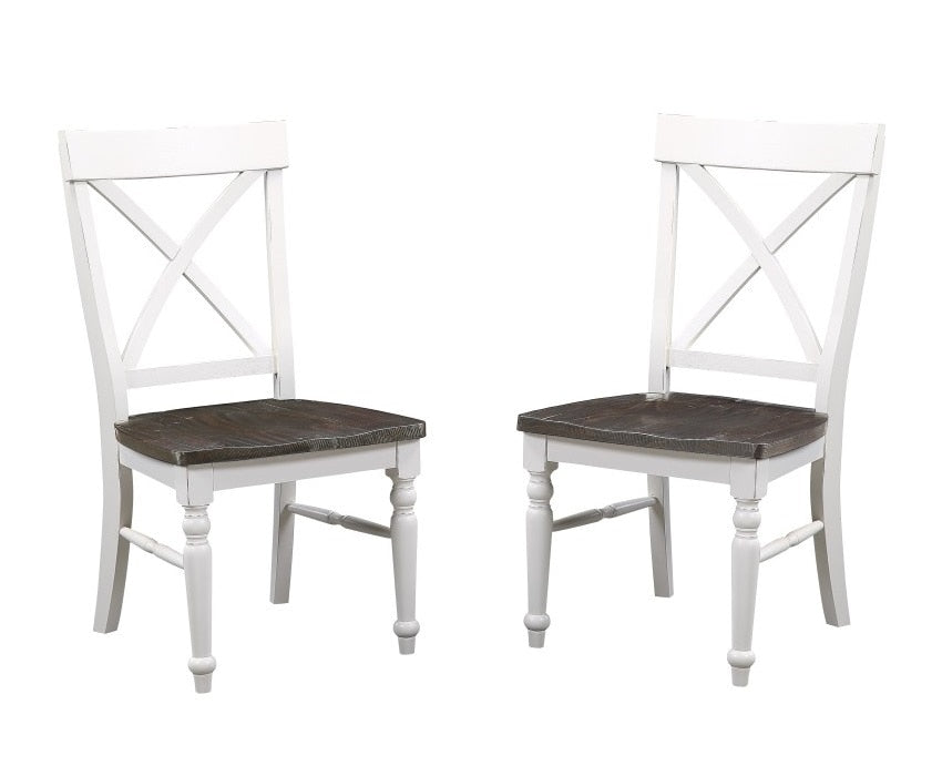 Wallace & Bay - Maddox Dark Bark and Distressed White Dining Chair with All-Wood Frame, X-Back, And Contrasting Seat (Set of 2) - D510091 veiw 1