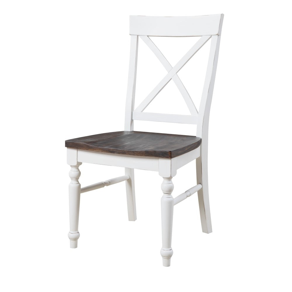 Wallace & Bay - Maddox Dark Bark and Distressed White Dining Chair with All-Wood Frame, X-Back, And Contrasting Seat (Set of 2) - D510091 veiw 2