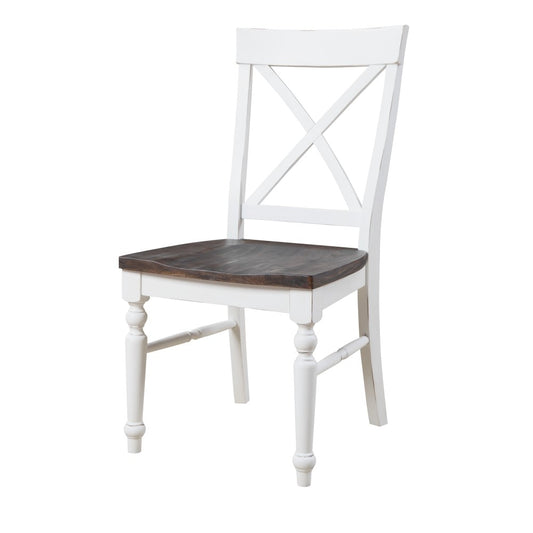Wallace & Bay - Maddox Dark Bark and Distressed White Dining Chair with All-Wood Frame, X-Back, And Contrasting Seat (Set of 2) - D510091 veiw 2