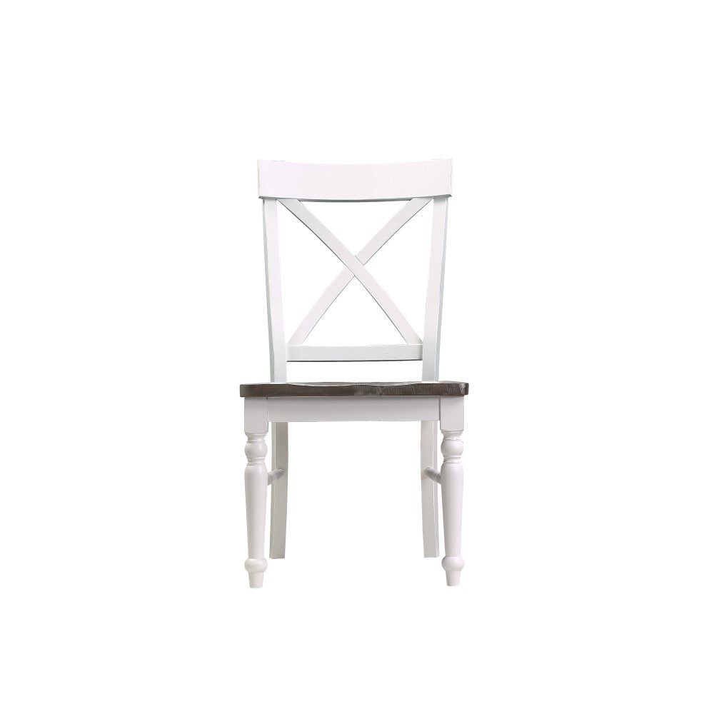 Wallace & Bay - Maddox Dark Bark and Distressed White Dining Chair with All-Wood Frame, X-Back, And Contrasting Seat (Set of 2) - D510091 veiw 4