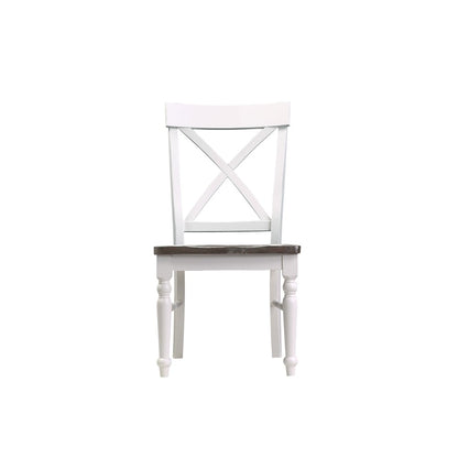 Wallace & Bay - Maddox Dark Bark and Distressed White Dining Chair with All-Wood Frame, X-Back, And Contrasting Seat (Set of 2) - D510091 veiw 4