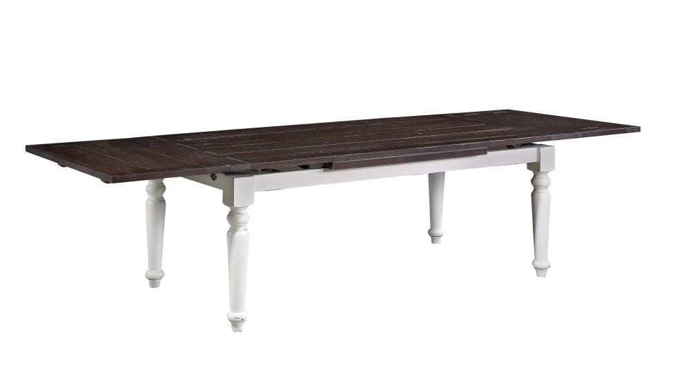 Wallace & Bay - Maddox Dark Bark and Distressed White 75in Dining Table with Plank-Style Top And Self-Storing Extension Leaves - D510186 veiw 1